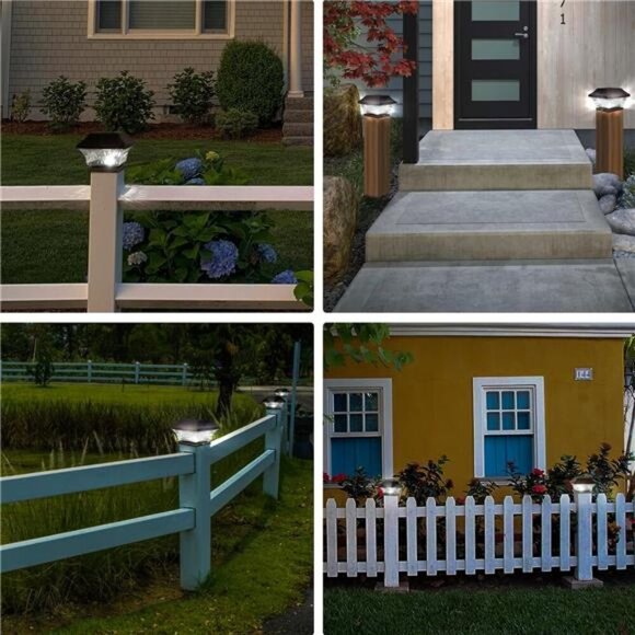 Solar Post Cap Lights Outdoor 4x4 LED Solar Garden Lighting Deck Fence Cap Light - Picture 6 of 7